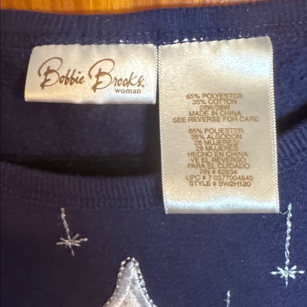 Bobbie Brooks Navy Blue Sweater with White Tree Design - Picture 2 of 4